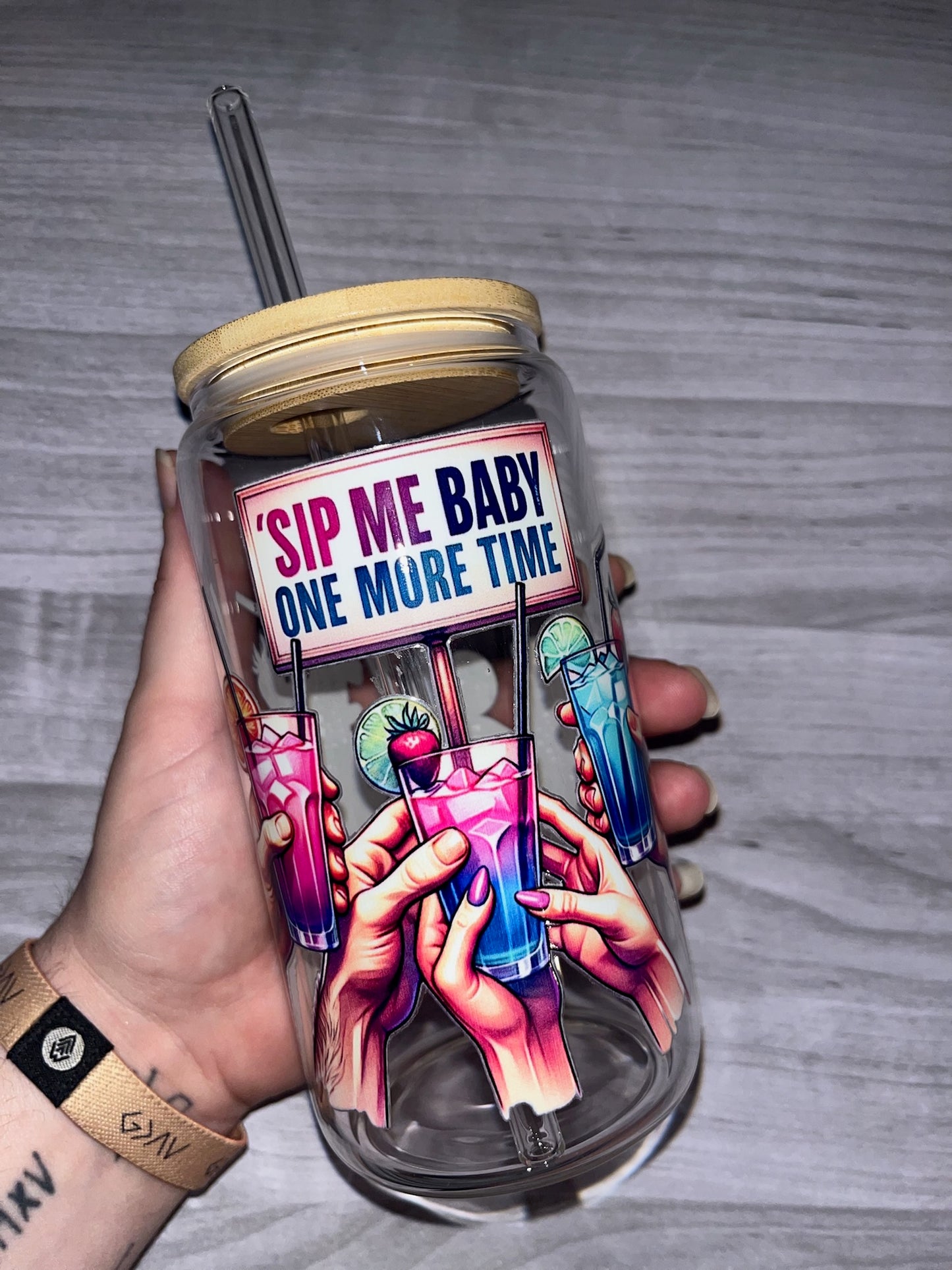 Glass Cup /w Bamboo Lid (Alcohol)