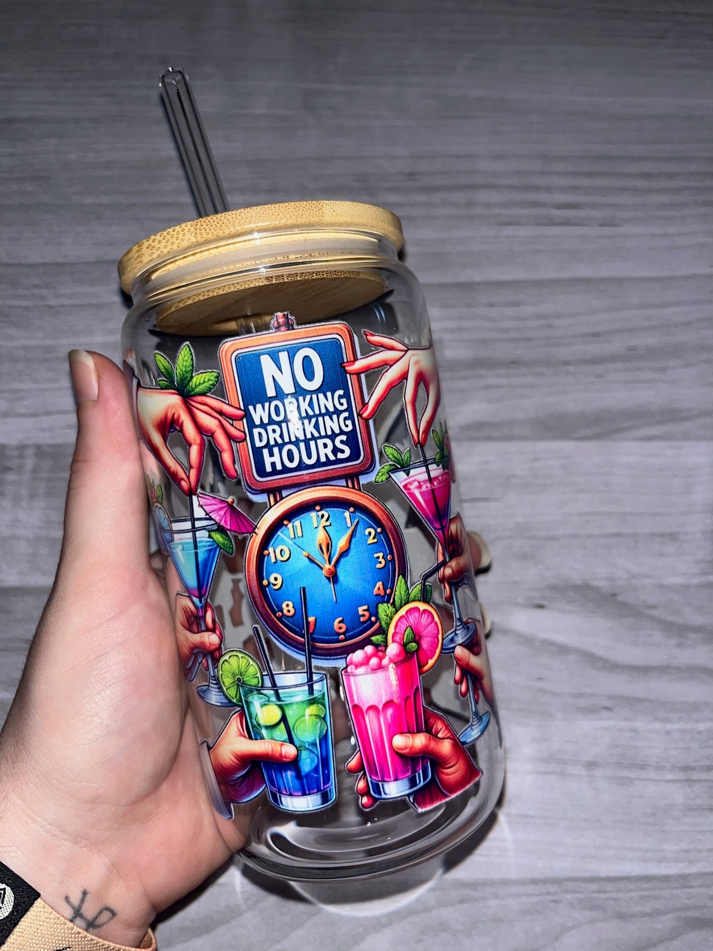 Glass Cup /w Bamboo Lid (Alcohol)