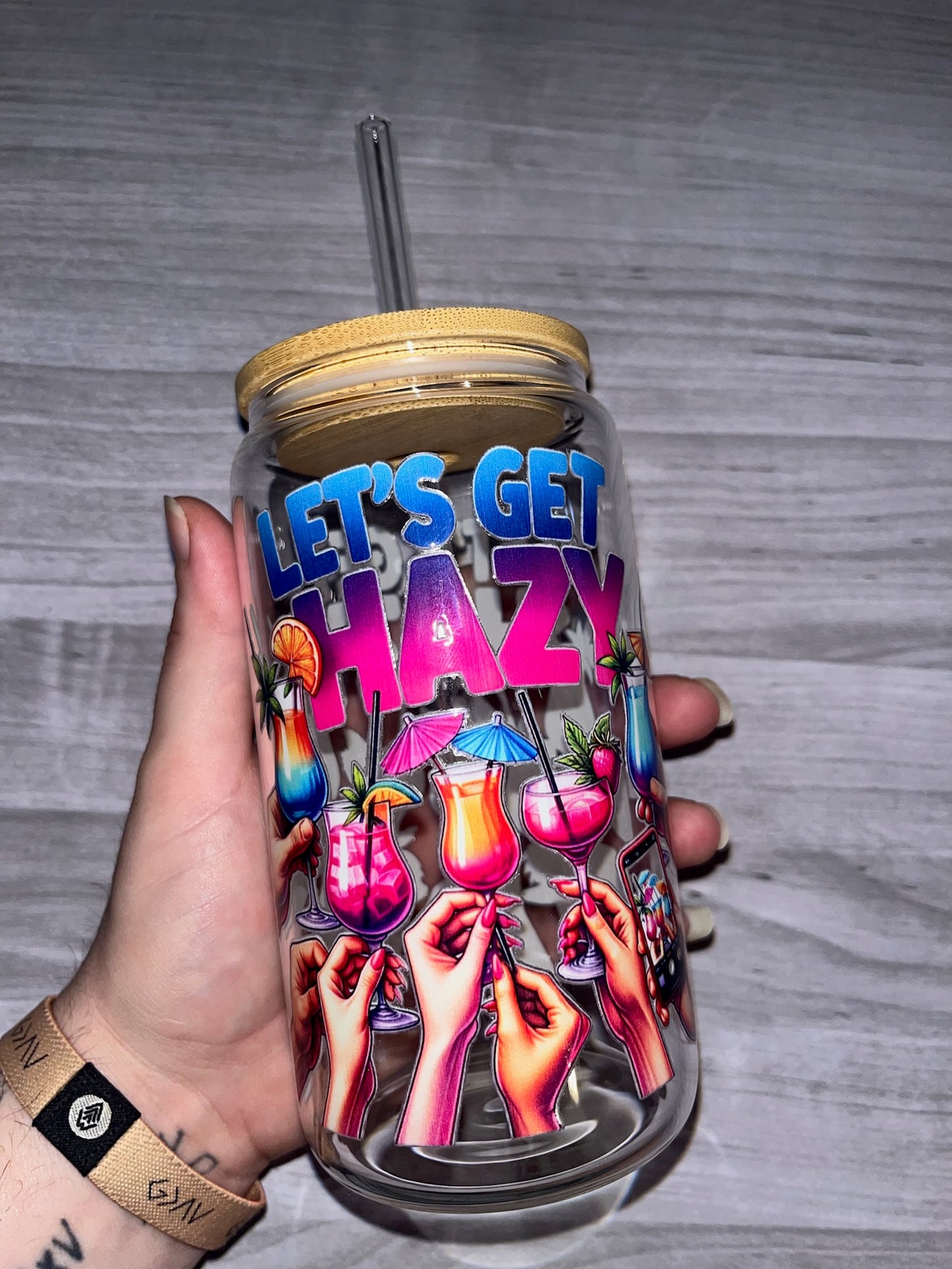 Glass Cup /w Bamboo Lid (Alcohol)